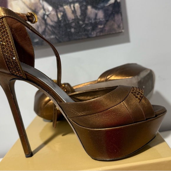 Sergio Rossi Bronze Platform Sandals